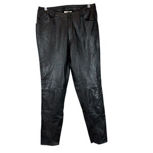 VAKKO Women's 10 Black Buttery Soft Leather Flat Front Fully Lined Pants